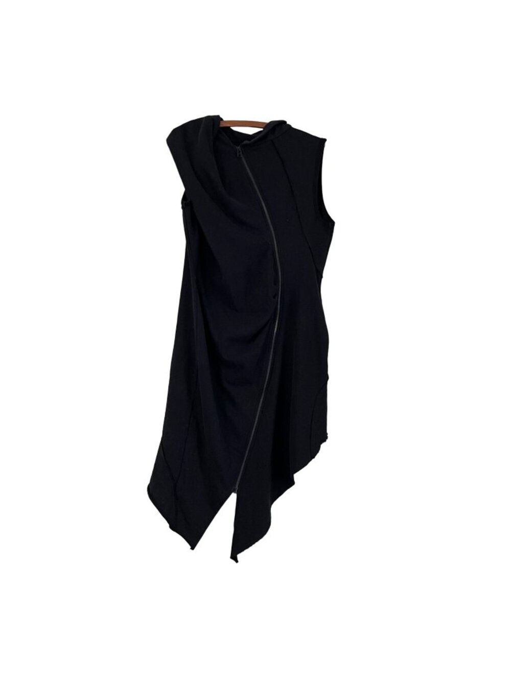 Ma Non Troppo Aakasha Womens Black Full Zip Asymmetric Long Line Vest Size S